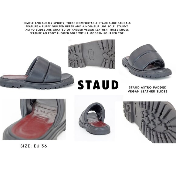 Staud Astro Padded Vegan Leather Slides - Picture 1 of 9